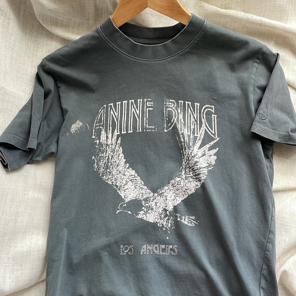 Anine Bing Lili Tee Eagle logo t-shirt vintage black size x-small